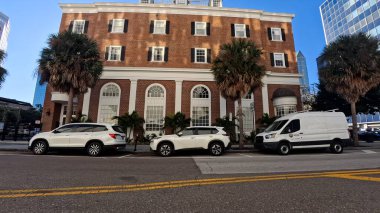 Tampa, Fla USA - 028 26: Tampa şehir merkezi Florida arabaları yan sokağa park edildi