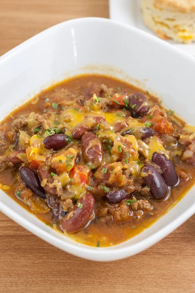 Chili in a white bowl — Stock Photo, Image