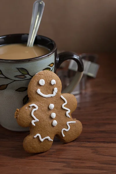 Coffee and a Gingerbread Man — Stock Photo, Image