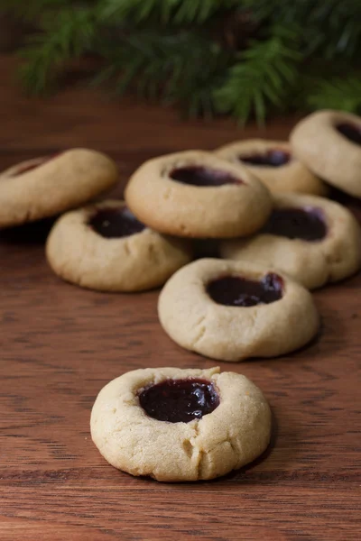 Malinová arašídové máslo a Jelly soubory cookie — Stock fotografie