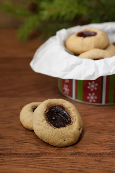 Malinová arašídové máslo a Jelly soubory cookie — Stock fotografie