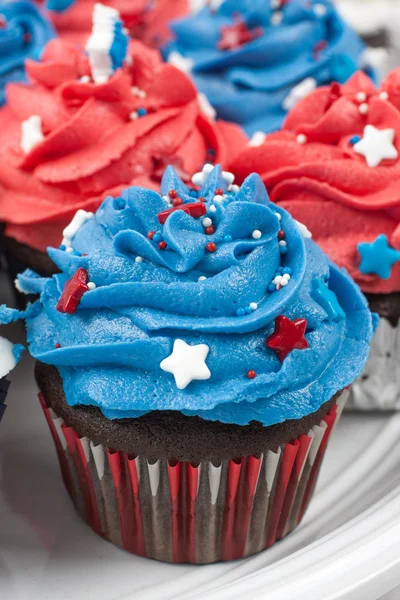 Patriottische Chocolade Cupcakes Rechtenvrije Stockfoto's