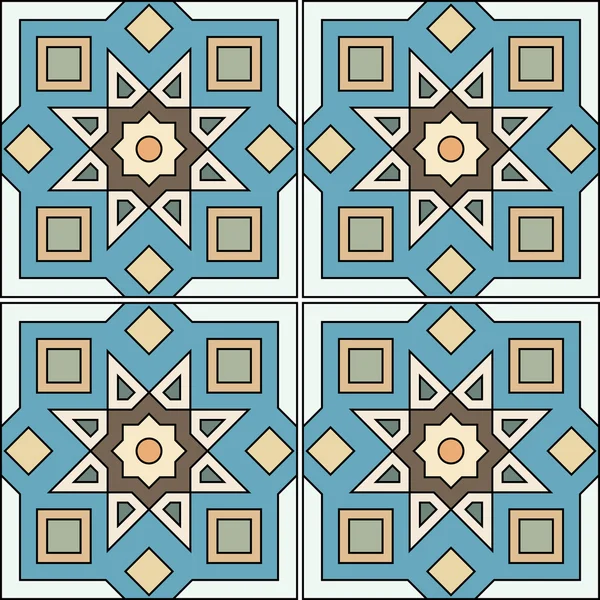 Ilustración de patrones sin costuras en estilo tradicional, como azulejos portugueses. — Vector de stock