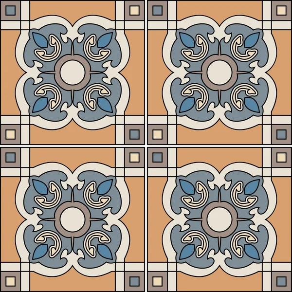 Ilustração padrão sem costura em estilo tradicional - como azulejos portugueses. — Vetor de Stock