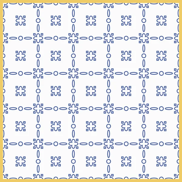 Mediterranean traditional blue and white tile pattern. Arabesque ceramic tile. — Stock Vector