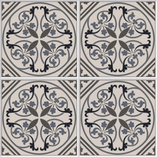 Португальская плитка бесшовный узор. Винтажный фон - керамическая плитка в векторе — стоковый вектор