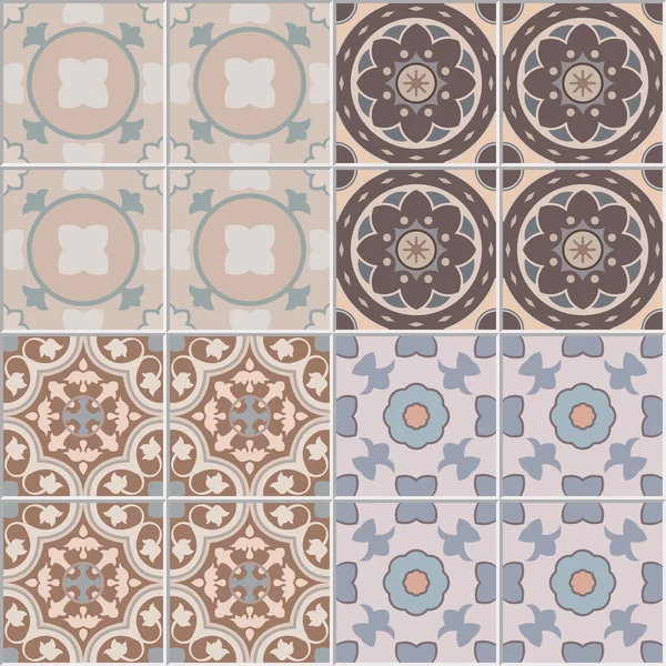 Set with seamless ornamental tile background. For pattern or textures — Stock Vector