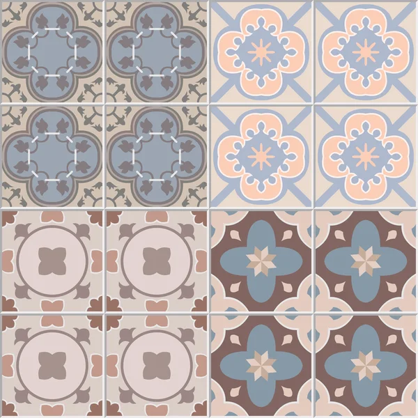 Set with Beautiful ornamental tile background. Vector illustration for patterns — Stock Vector