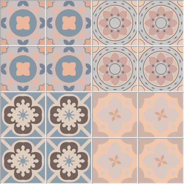Set con hermoso azulejo ornamental sin costura fondo vector ilustración — Vector de stock