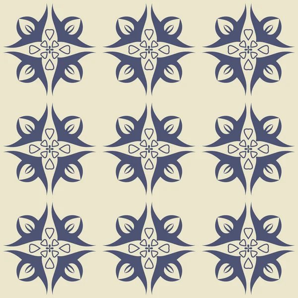 Gorgeous seamless  pattern from dark blue and white floral ornaments. — Stock Vector