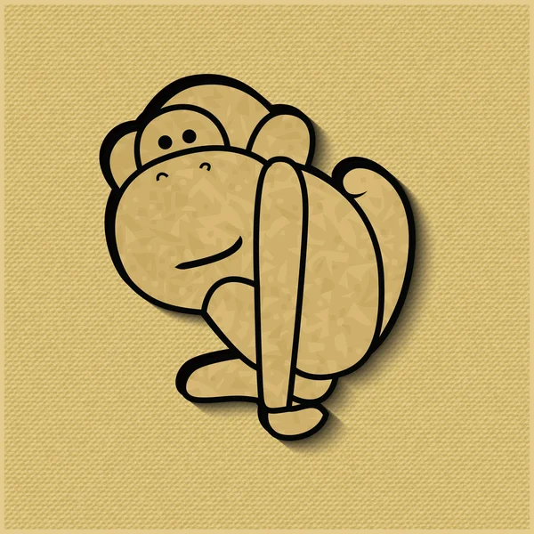 Paper cut monkey zodiac symbol — Stock Vector