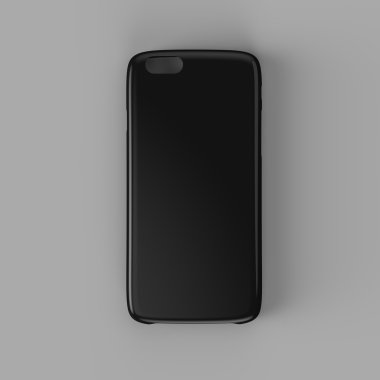 Siyah plastik durumda mock-up smartphone için. En baştan görüntülemek