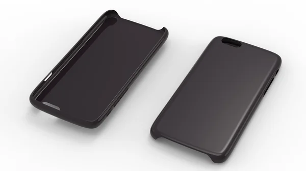Preto lustroso casos de plástico mock-up para smartphone — Fotografia de Stock