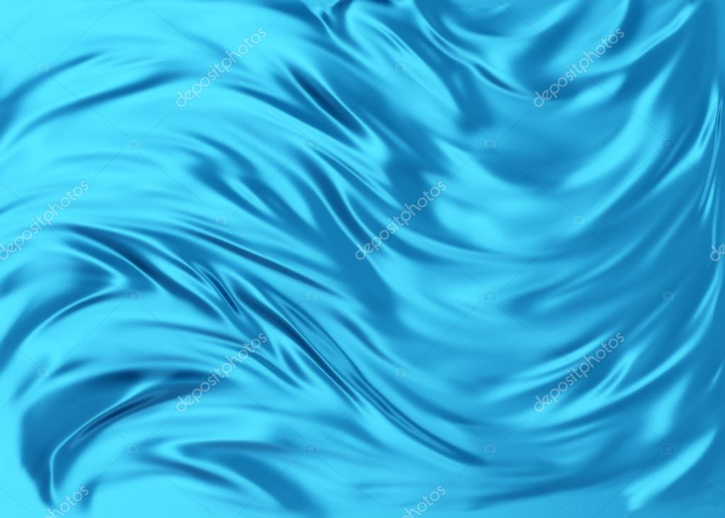 Blauer, glänzender Seidenstoff zerknittert als Meereswellen