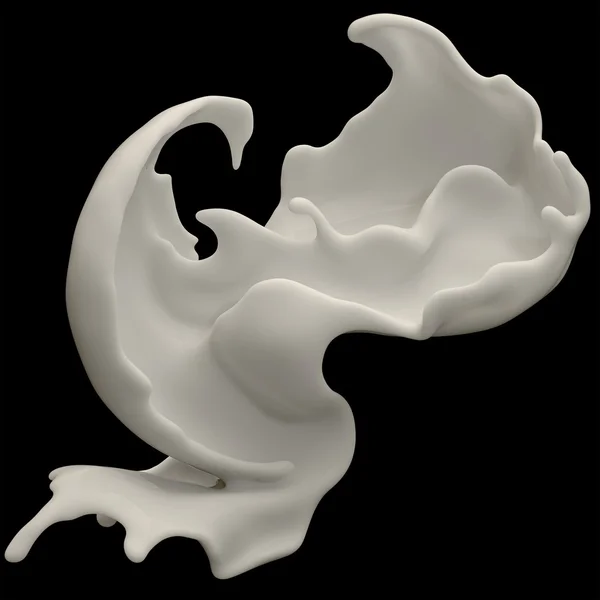 Milk shake sıçrama, girdap, dalga. Siyah izole