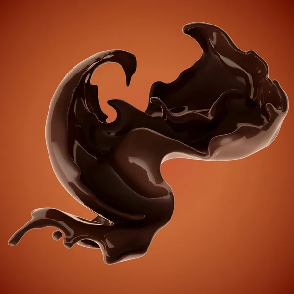 Chocolade splash, swirl stroom — Stockfoto