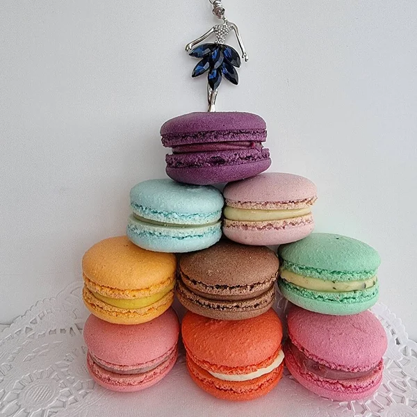 Sobremesa Macaroons Para Fundo Close — Fotografia de Stock