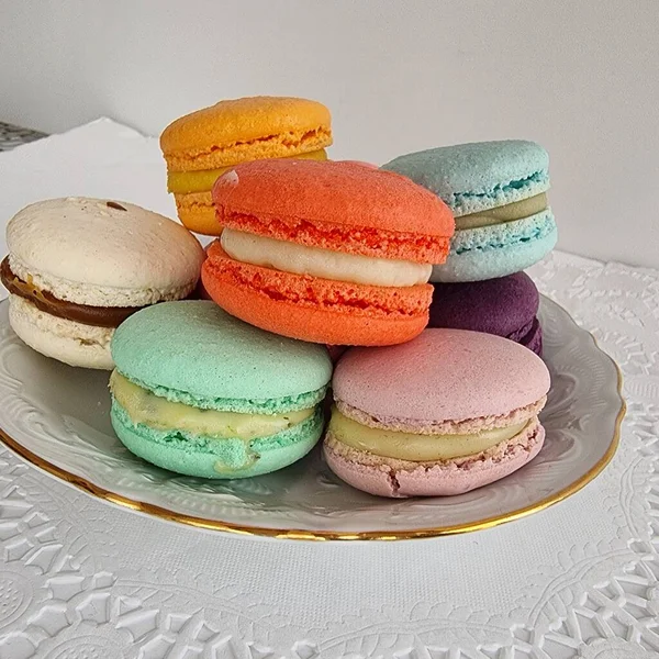 Sobremesa Macaroons Para Fundo Close — Fotografia de Stock