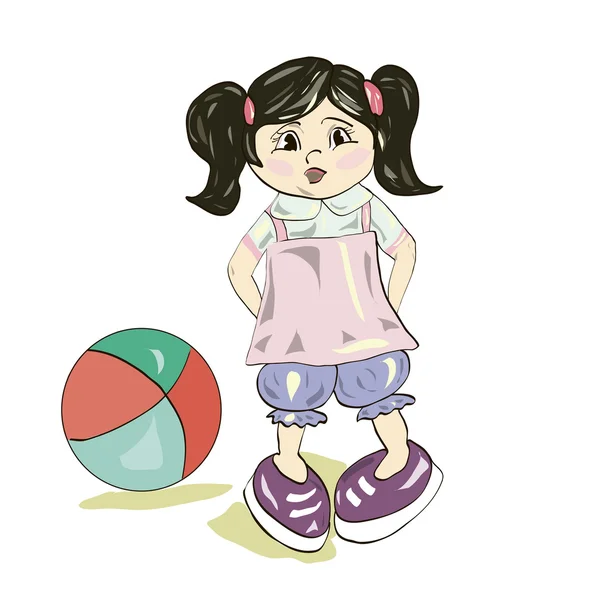 Küçük kız topla oynuyor..