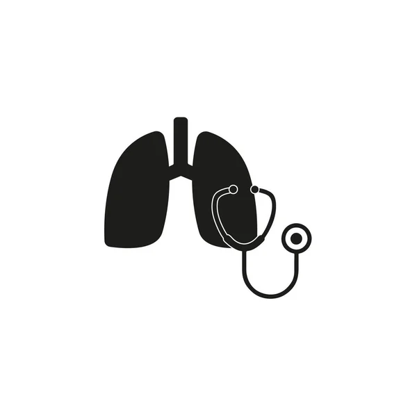 Ludzkie Płuco Wektorem Stetoskopu Ludzkie Płuco Znakiem Stetoskopowym Odizolowany Symbol — Wektor stockowy