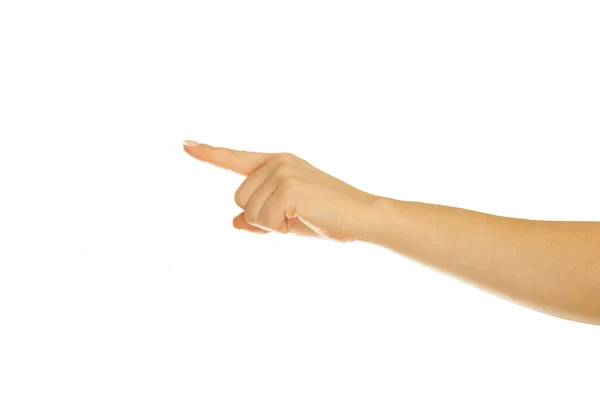 Жінка рука торкається екрана — стокове фото