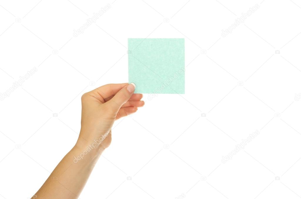 Hand holds  card