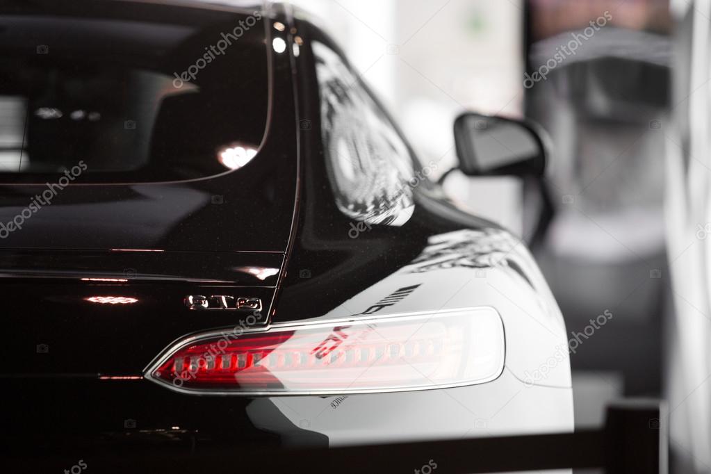 Detail of car light. Luxury, elegant automobile. 