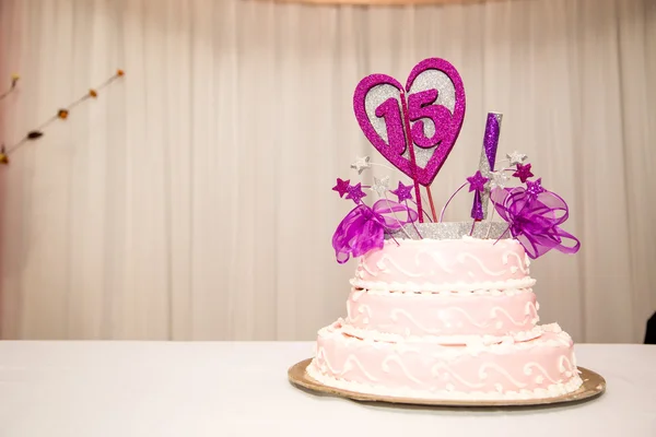 15 yıl doğum günü parti pastası — Stok fotoğraf