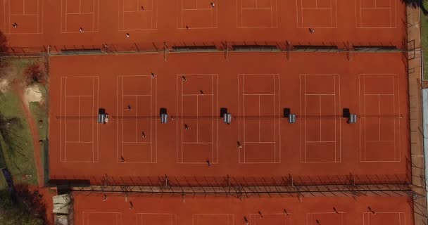 Tenis Kortu, hava Üstten Görünüm. — Stok video