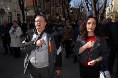 #Kharkiv'deki Rus konsolosluğunun önünde Freesavchenko mitingi. Ukrayna. 9 Mart 2016.