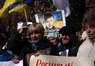 #Kharkiv'deki Rus konsolosluğunun önünde Freesavchenko mitingi. Ukrayna. 9 Mart 2016.