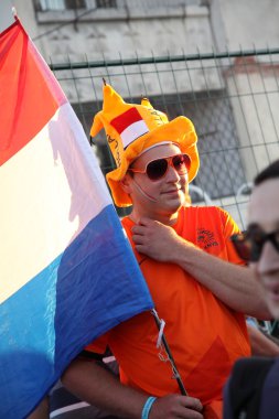 Kharkiv Euro 2012 sırasında Hollanda futbol fanlar. Ukrayna. 17 Haziran 2012.