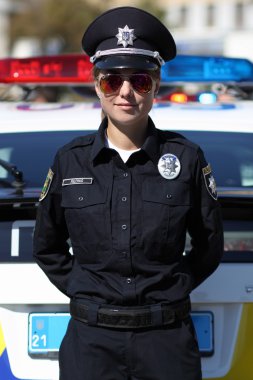 Kharkiv, Ukrayna - 26 Eylül 2015: new city polis başlayan resmi tören.