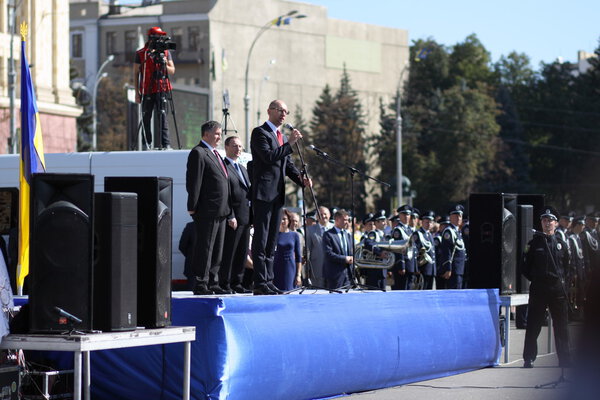 KHARKIV, UKRAINE - SEPTEMBER 26, 2015: Official ceremony of starting new city police.