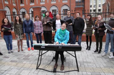 Kharkiv, Ukrayna - 21 Mayıs 2016: Sokak müzik günü.