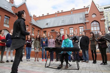 Kharkiv, Ukrayna - 21 Mayıs 2016: Sokak müzik günü.