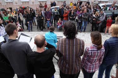 Kharkiv, Ukrayna - 21 Mayıs 2016: Sokak müzik günü.