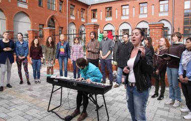 Kharkiv, Ukrayna - 21 Mayıs 2016: Sokak müzik günü.