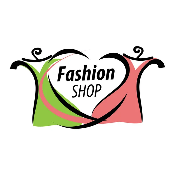 Fashion boutique dress with heart shaped shoulder hanger logo — Stock Vector