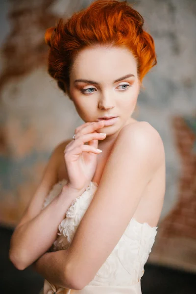 Beautiful girl with red hair — Stock Photo, Image