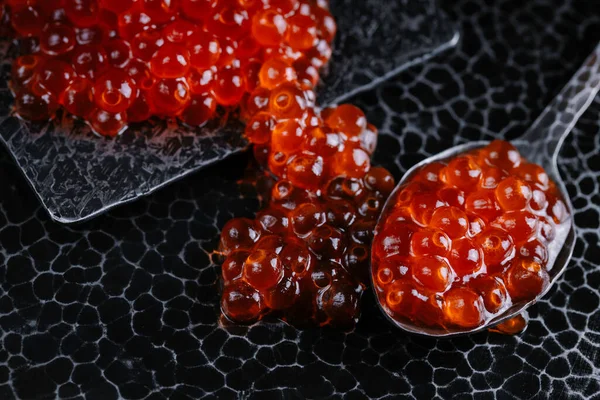 Delicioso Caviar Vermelho Alimentação Saudável Dieta Conceito Comida Mar Fundo — Fotografia de Stock