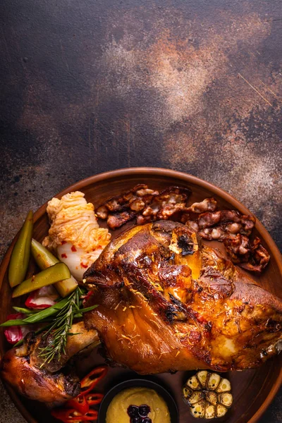 Delicious Roasted Pork Leg Beautiful Tasty Food — Stock Photo, Image