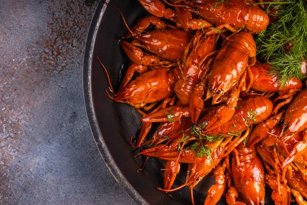 Una Pila Sabroso Cangrejo Hervido Cangrejos Río Cangrejos Rojos Cocidos — Foto de Stock