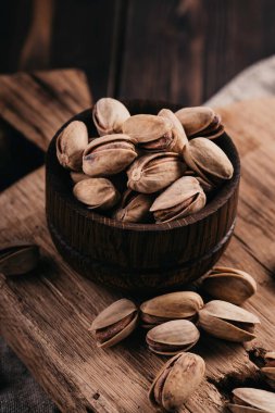 Organik fıstık. Kabuklu fıstıklar. Gıda arkaplanı.