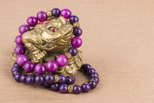 Beads jewelry and money frog. — ストック写真