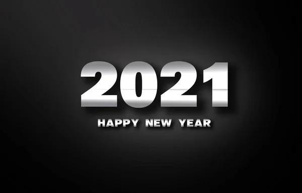 Новим 2021 Роком Вітальна Листівка Срібний Металевий Напис Тіні Чорно — стокове фото