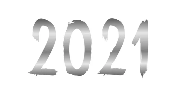 Ασημί Μεταλλικό Λογότυπο Διαβάθμισης 2021 Απομονωμένο Λευκό Φόντο — Φωτογραφία Αρχείου