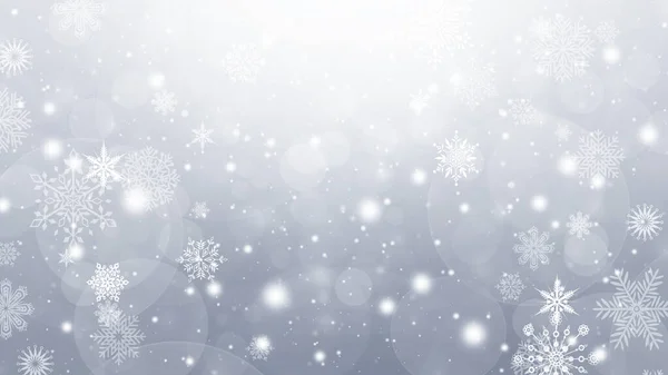 Zima Srebrno Białe Gradientowe Tło Bokeh Kółkami Płatkami Śniegu — Zdjęcie stockowe