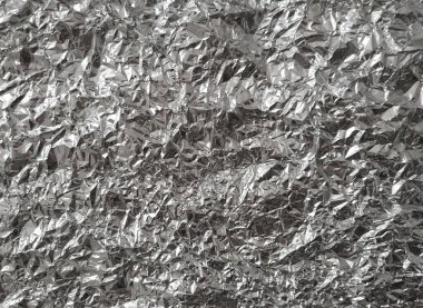 Gümüş metalik buruşmuş folyo dokusu arkaplanı