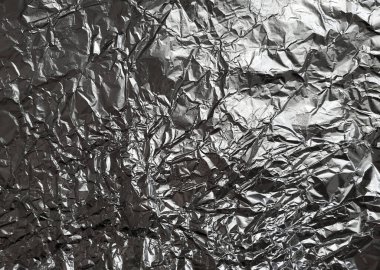Gümüş metalik buruşmuş folyo dokusu arkaplanı